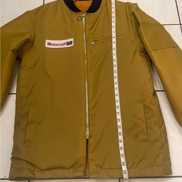 Ford Vintage Rare 90s Winter Jacket Zip Up Fuzzy Lined  Yellow Mustard Size l - Picture 16 of 16